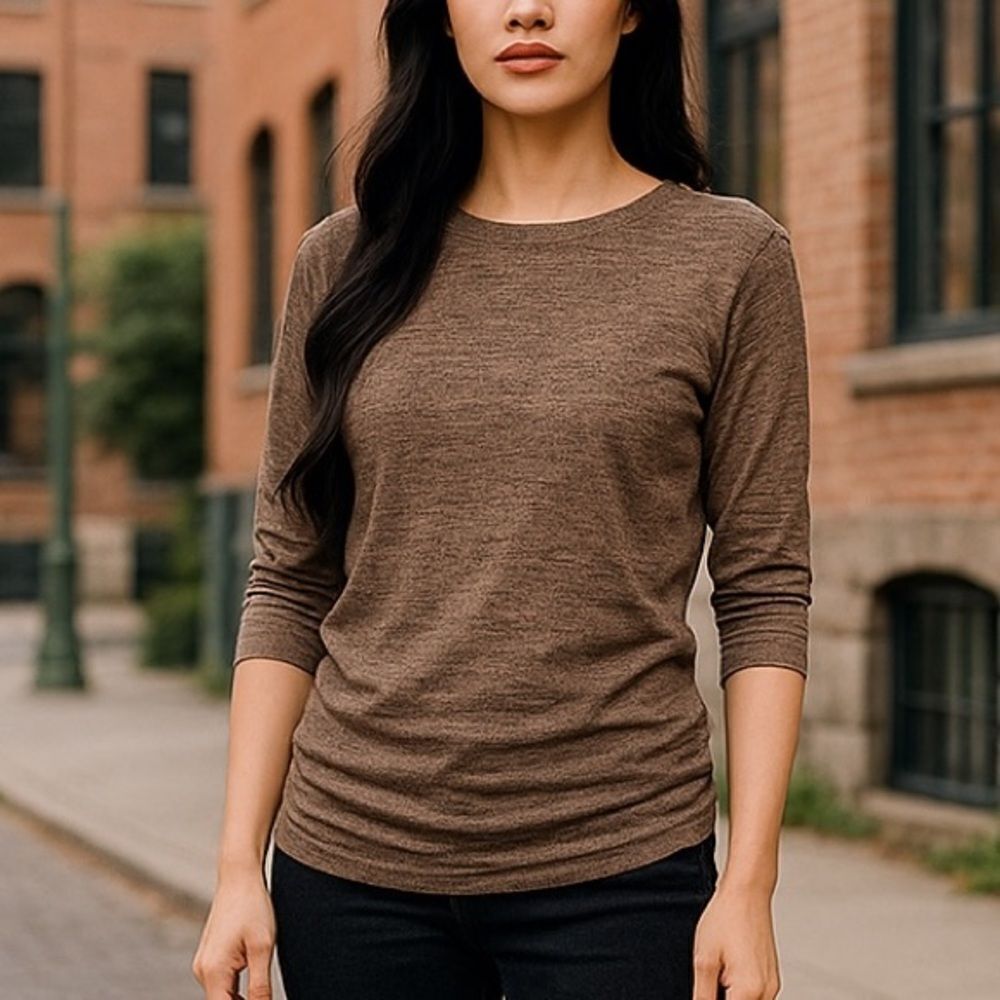 Olivia Blu | 3/4 sleeves ruched sides women’s top